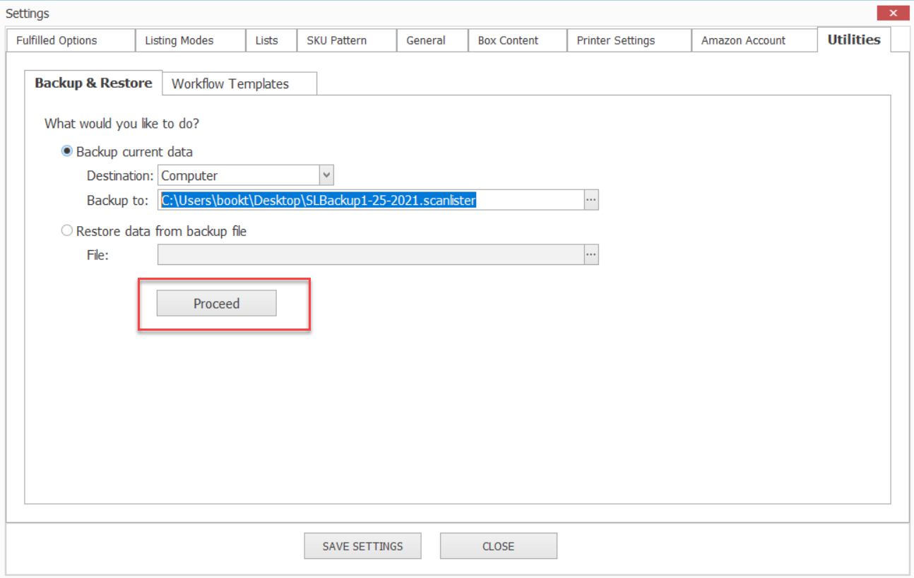 Backup complete confirmation