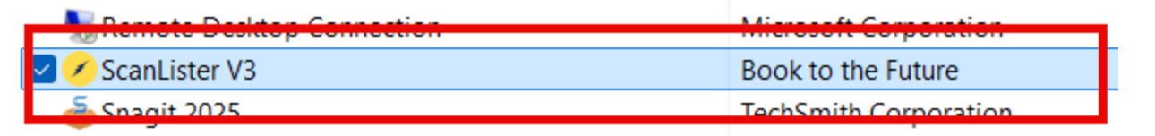Uninstall ScanLister
